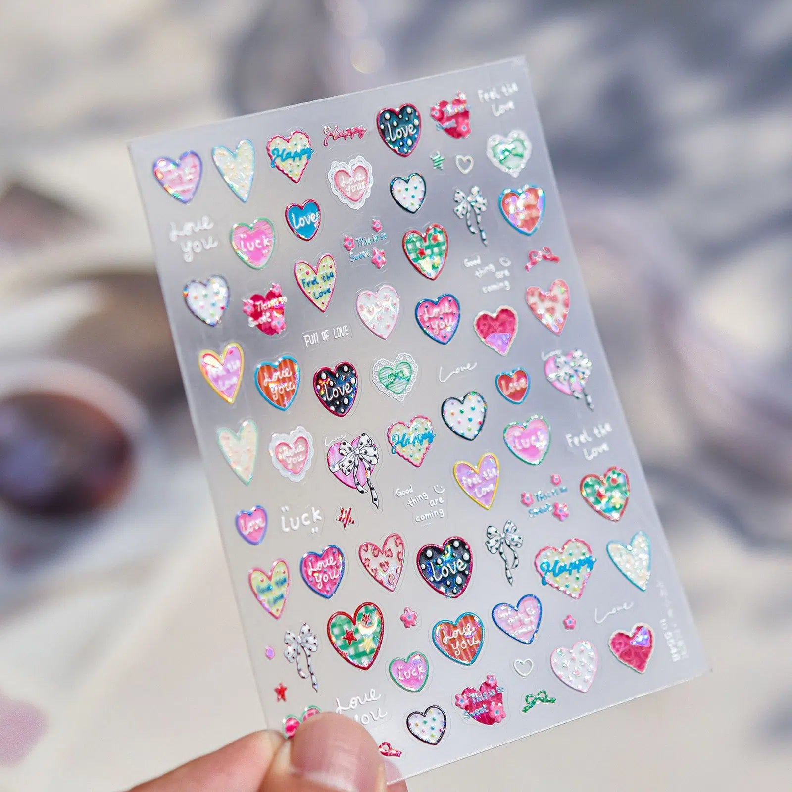 Pink Heart Nail Stickers | Sweet Coquette Nail Art Decals - to5548 variant image