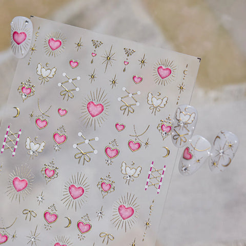 Pink Pearl Bow Nail Stickers | Coquette Crystal Nail Art Decals - image 4