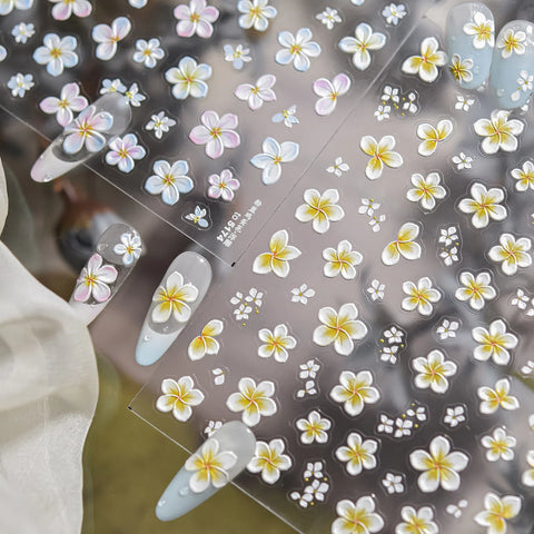 Plumeria Flower Nail Stickers | Summer Floral Nail Art Decals - image 2