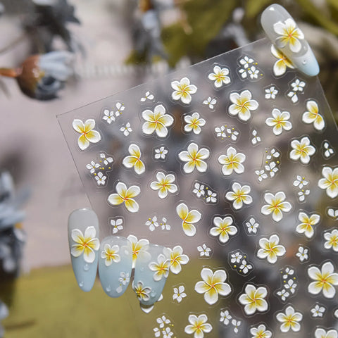 Plumeria Flower Nail Stickers | Summer Floral Nail Art Decals - image 3