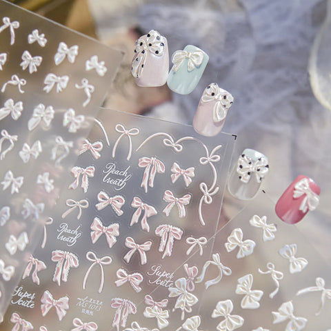 Polka Dot Bow Nail Stickers | Modern Coquette Nail Art Decals - image 1