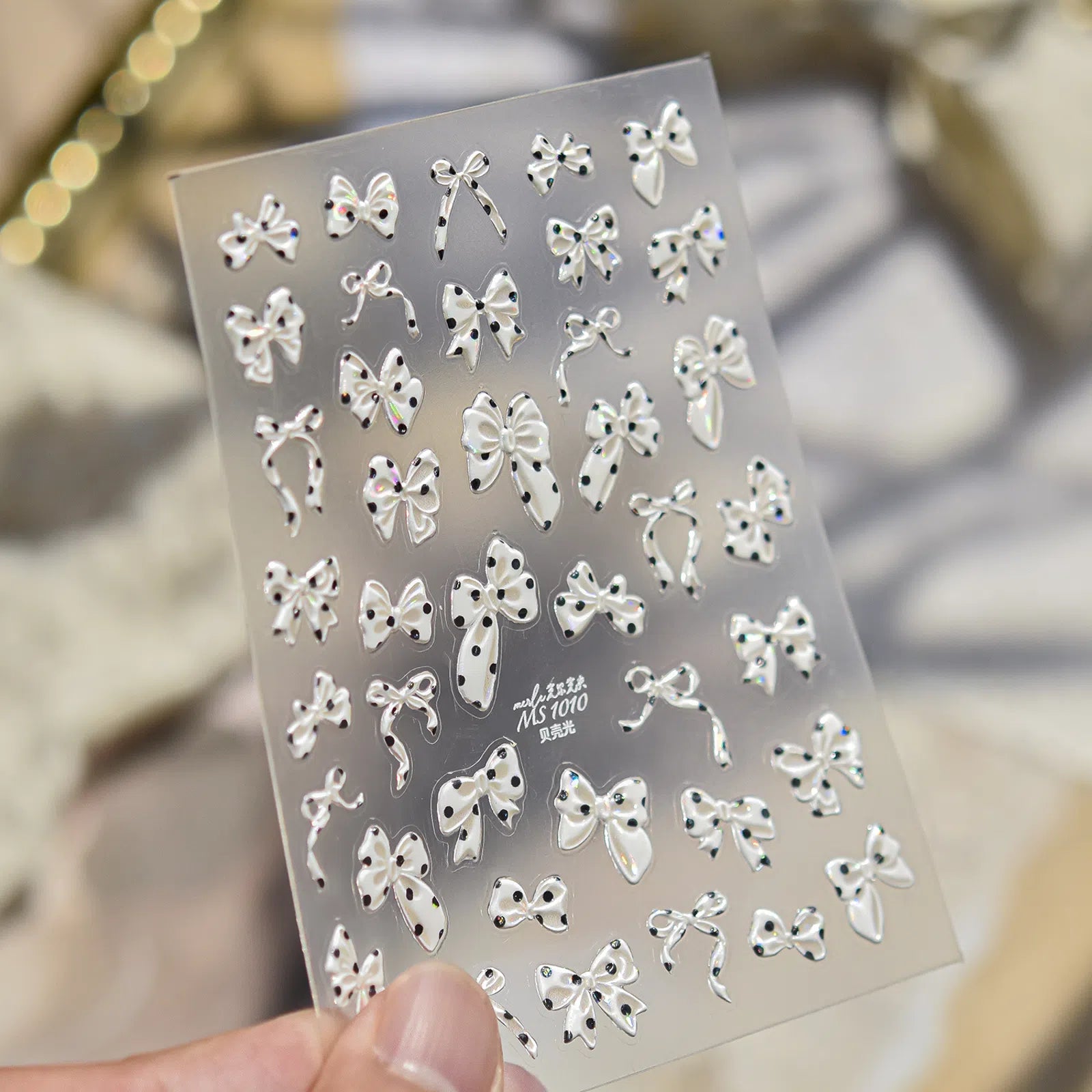 MS1010 Polka Dot Bow Nail Stickers variant image - Tomoni Nail Art