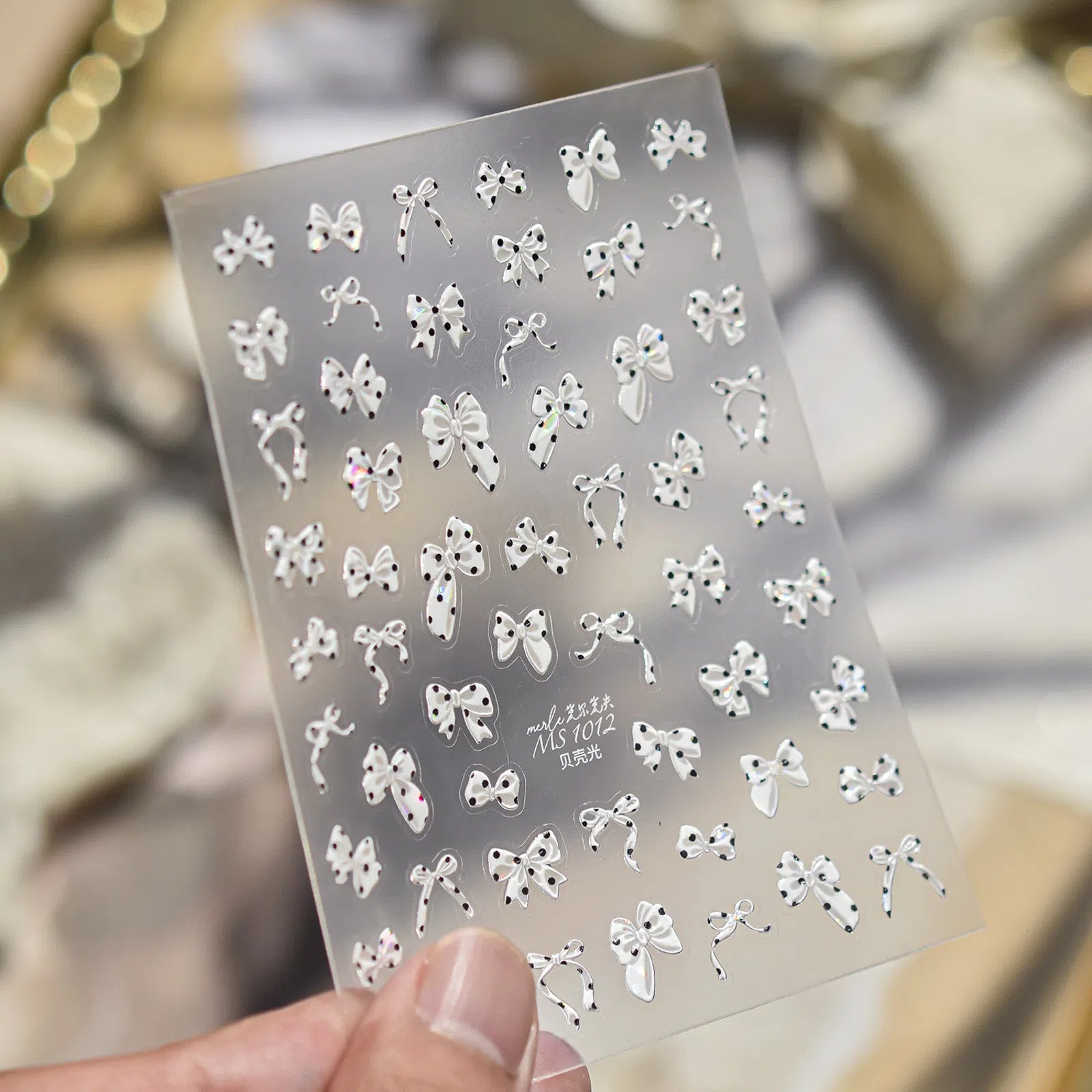 MS1012 Polka Dot Bow Nail Stickers variant image - Tomoni Nail Art