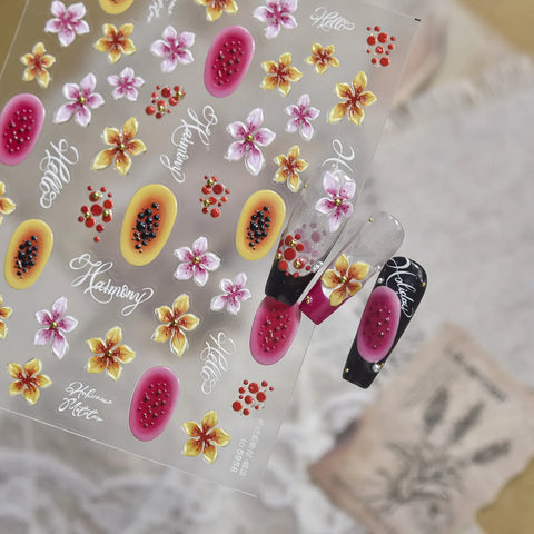 Polka Dot Flower Nail Stickers | Kawaii Floral Nail Art Decals - image 2