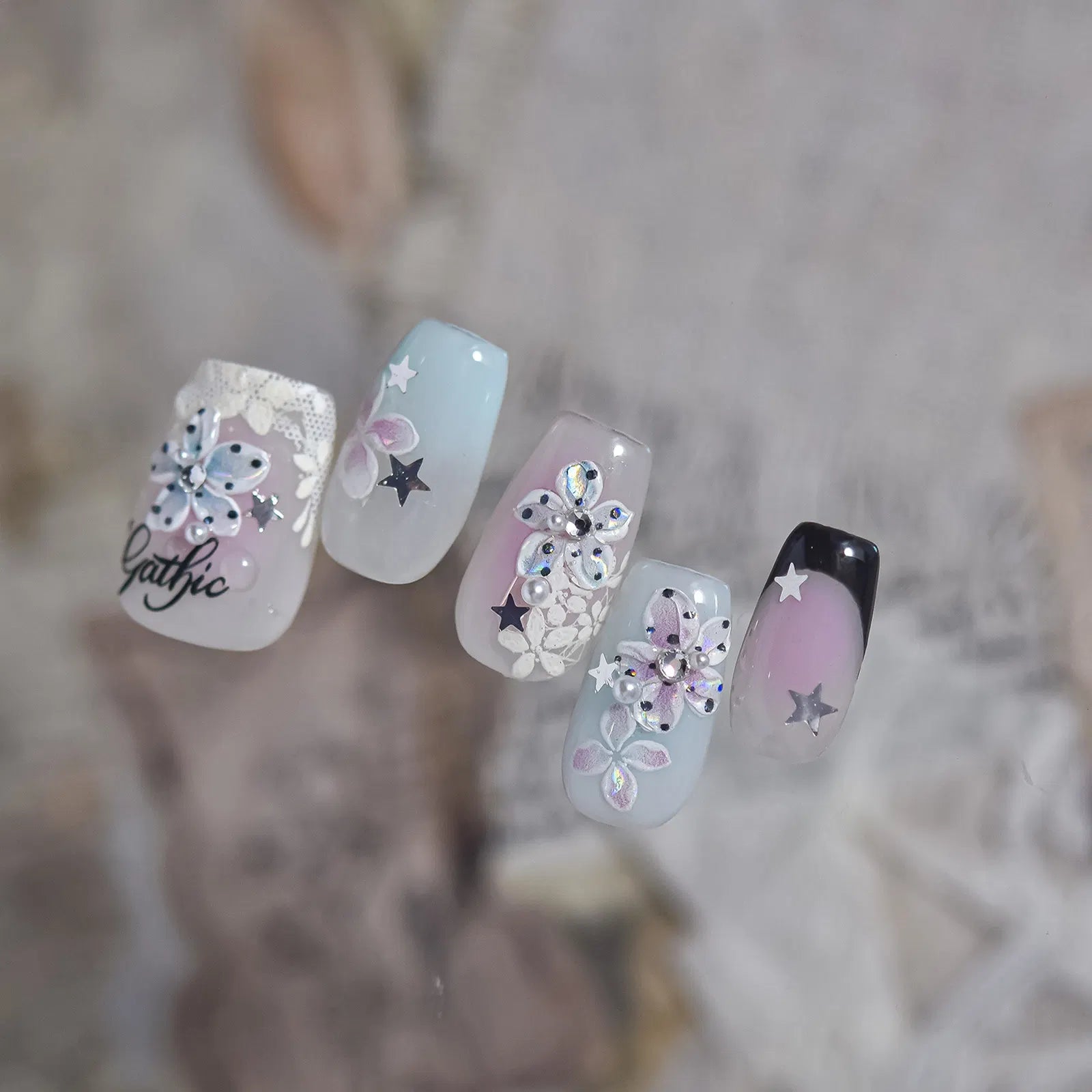 Polka Dot Flower Nail Stickers | Kawaii Floral Nail Art Decals - image 4