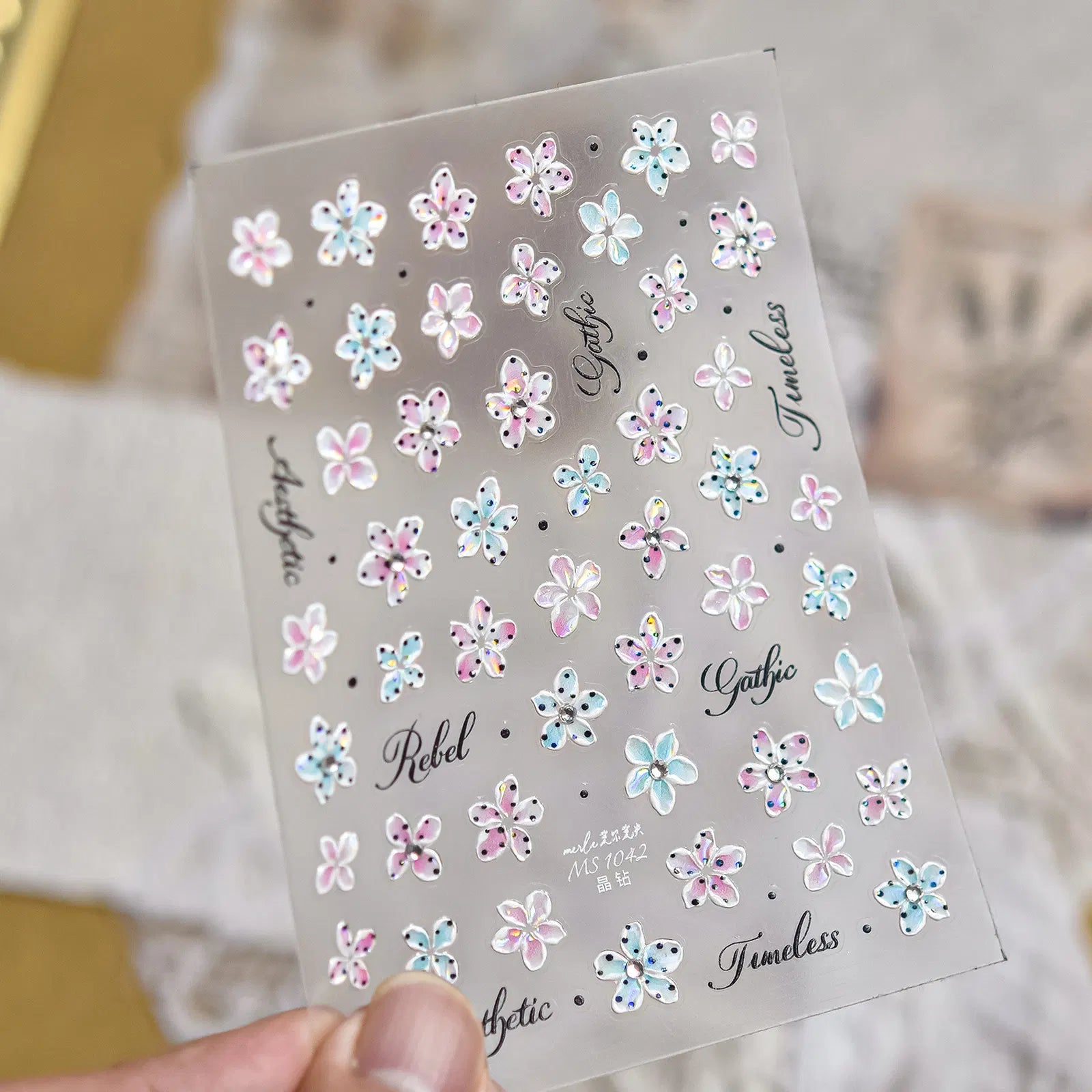 MS1042 Polka Dot Flower Nail Stickers variant image - Tomoni Nail Art