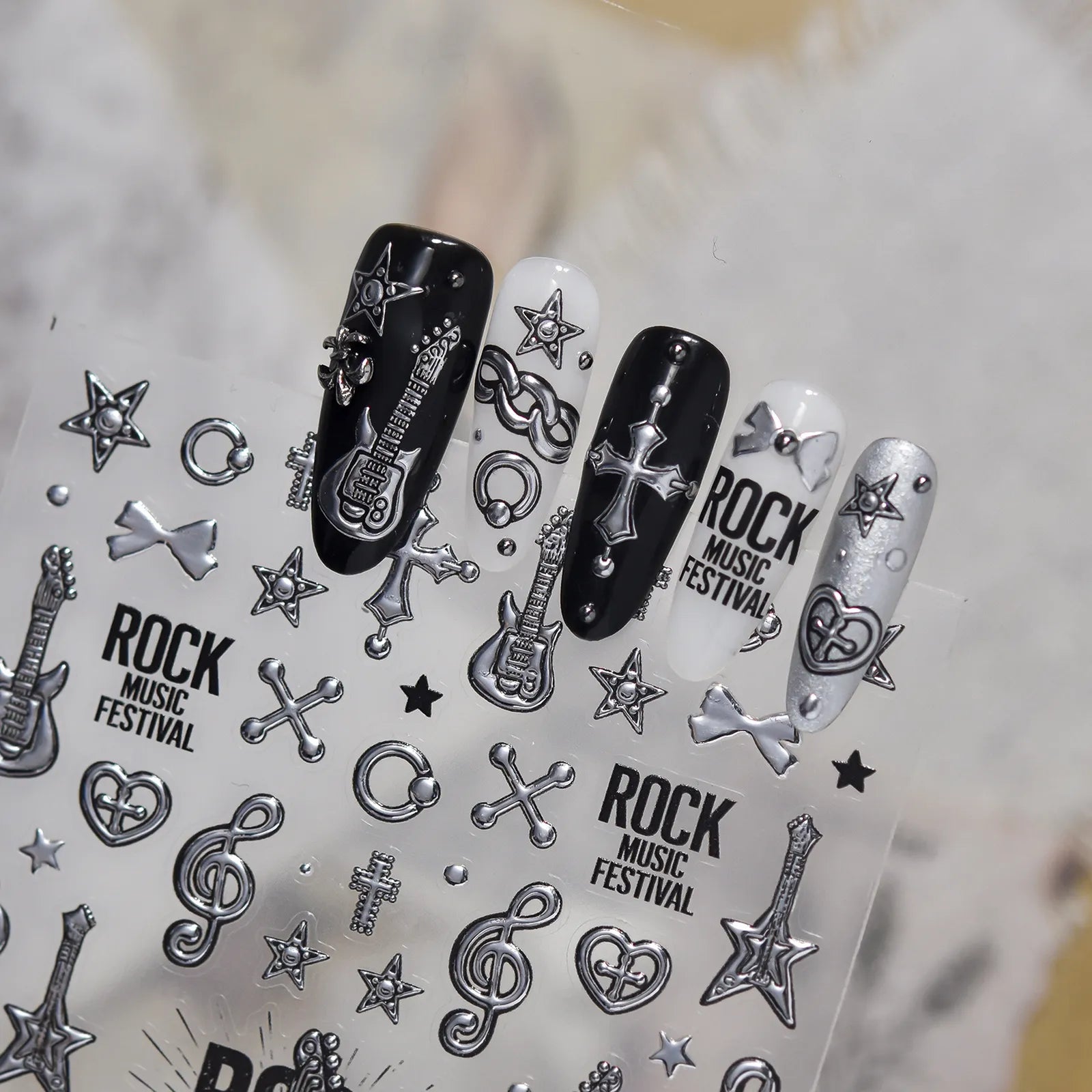 Punk Guitar Nail Stickers - nail art product image 2