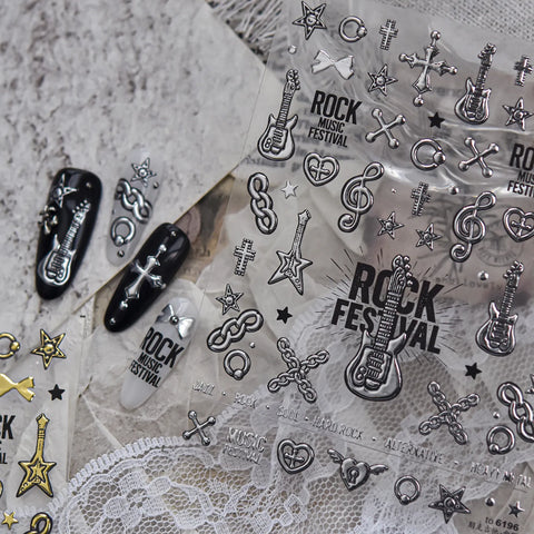 Punk Guitar Nail Stickers - nail art product image 4