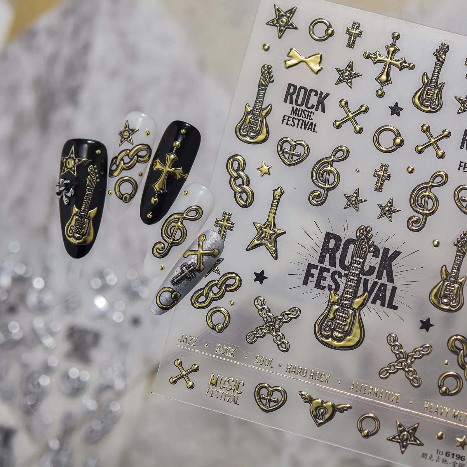 Punk Guitar Nail Stickers - nail art product image 5