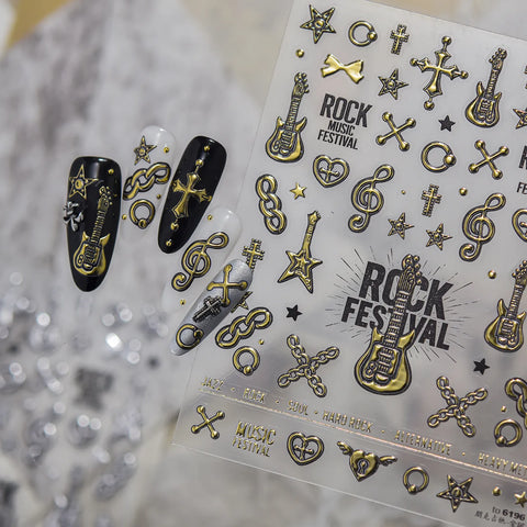 Punk Guitar Nail Stickers - nail art product image 5