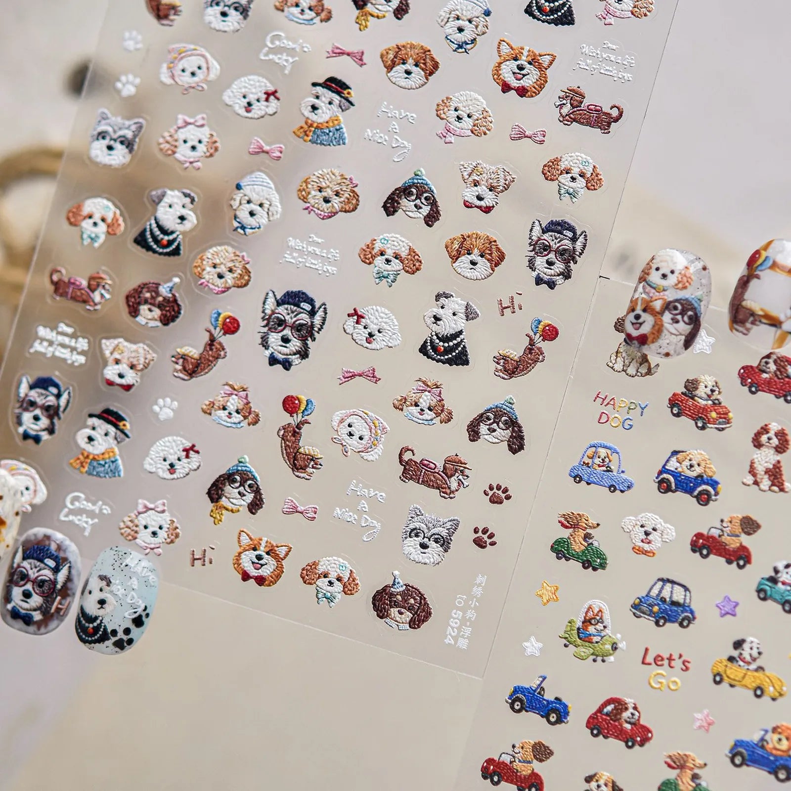 Puppy Car Nail Stickers | Kawaii Animal Nail Art Decals - image 3