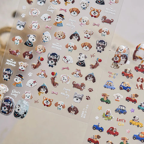 Puppy Car Nail Stickers | Kawaii Animal Nail Art Decals - image 3