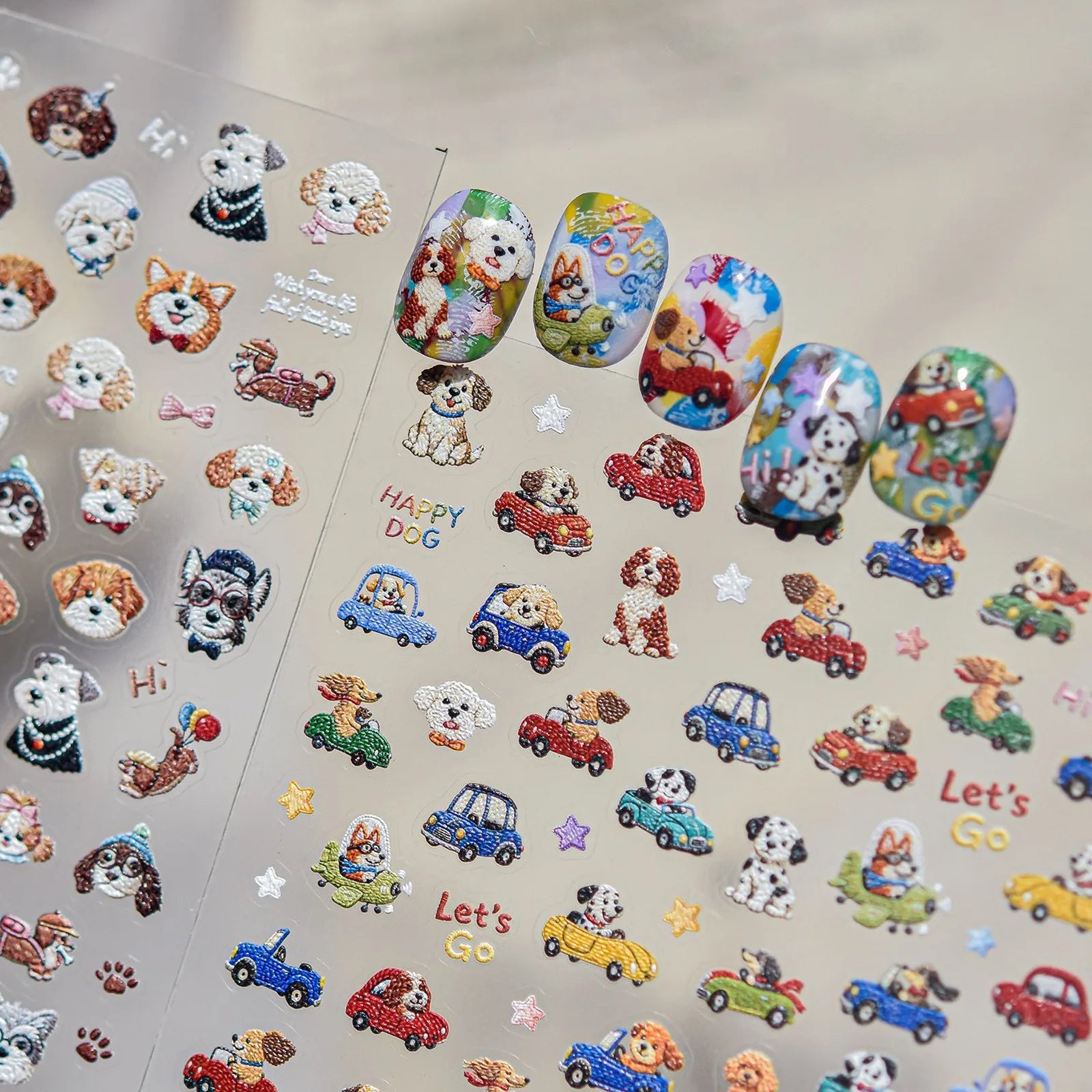 Puppy Car Nail Stickers | Kawaii Animal Nail Art Decals - image 4