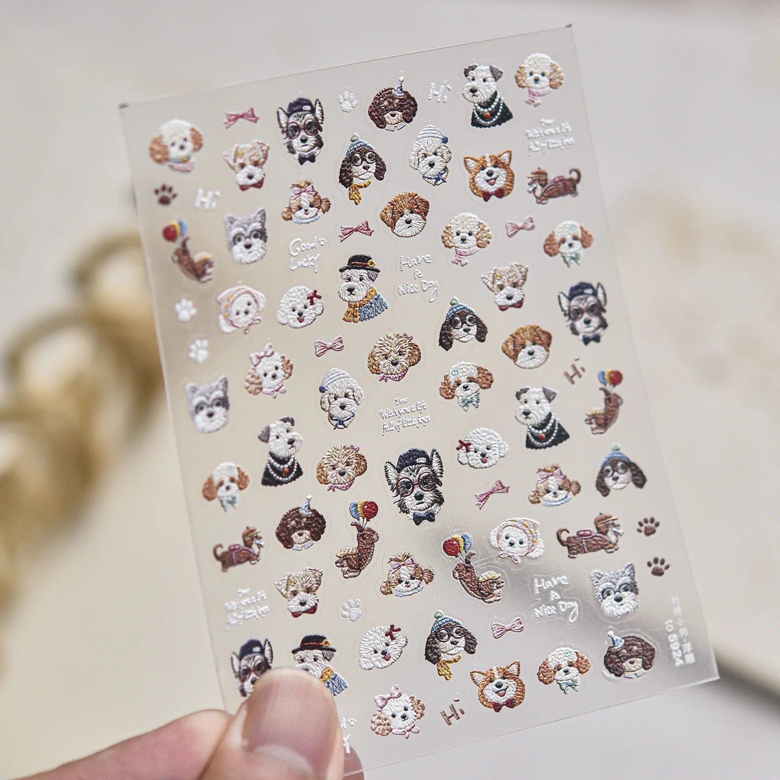 Puppy Car Nail Stickers | Kawaii Animal Nail Art Decals - to5924 variant image