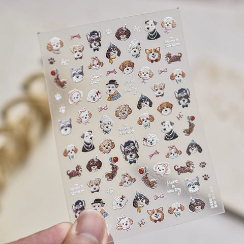 Puppy Car Nail Stickers | Kawaii Animal Nail Art Decals - to5924 variant image