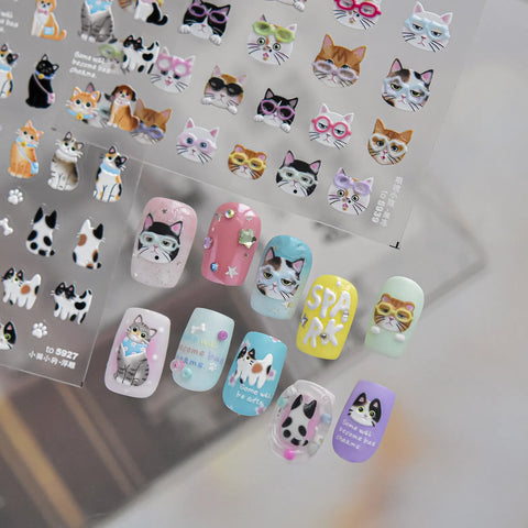 Puppy & Kitty Nail Stickers | Kawaii Animal Nail Art Decals - image 1