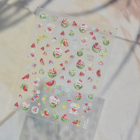 Puppy Watermelon Nail Stickers | Kawaii Fruit Nail Art Decals - image 3