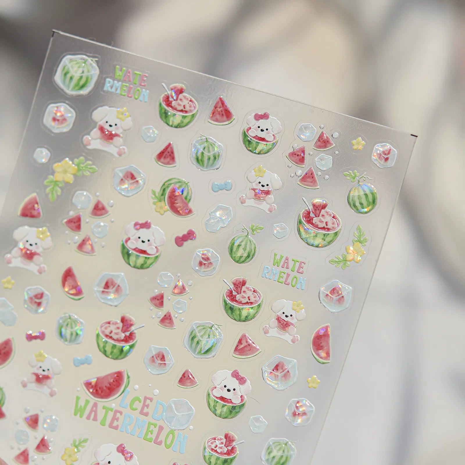 Puppy Watermelon Nail Stickers | Kawaii Fruit Nail Art Decals - image 5