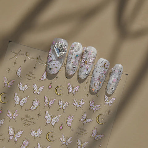 Purple Glass Butterfly Nail Stickers | Elegant Butterfly Nail Art Decals - image 1
