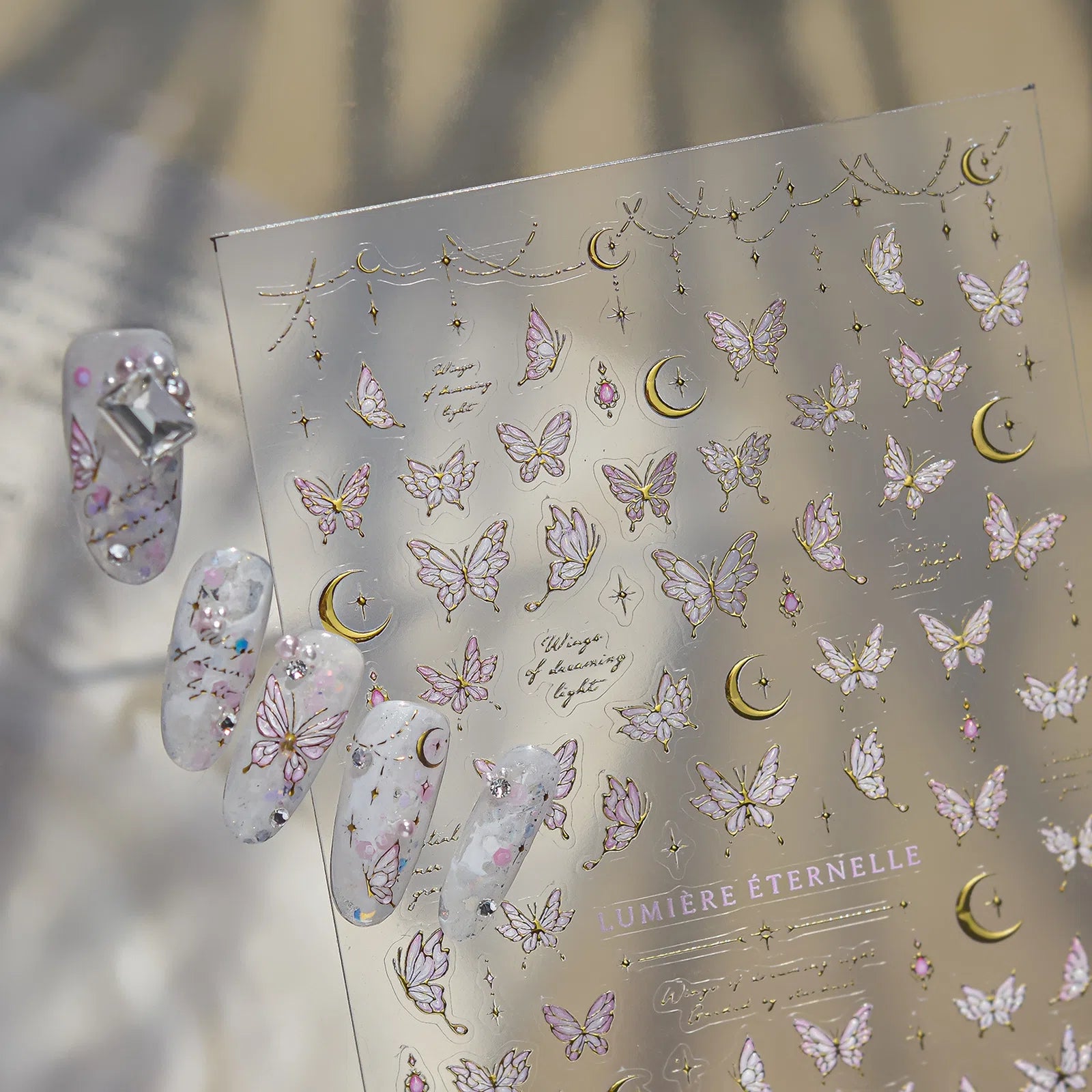 Purple Glass Butterfly Nail Stickers | Elegant Butterfly Nail Art Decals - image 4