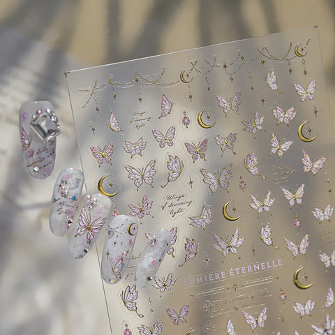 Purple Glass Butterfly Nail Stickers | Elegant Butterfly Nail Art Decals - image 4