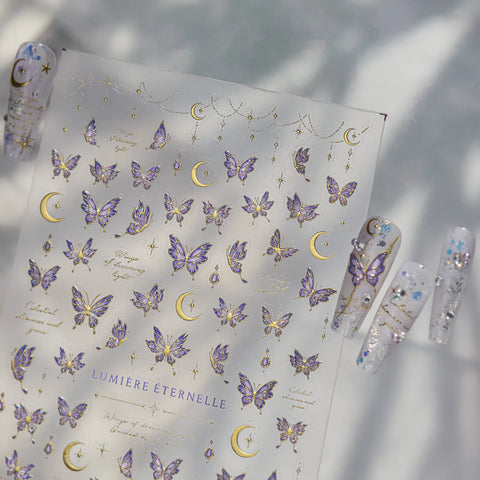 Purple Glass Butterfly Nail Stickers | Elegant Butterfly Nail Art Decals - image 5