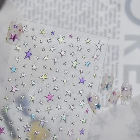 Rainbow Star Nail Stickers | Colorful Celestial Nail Art Decals - image 4