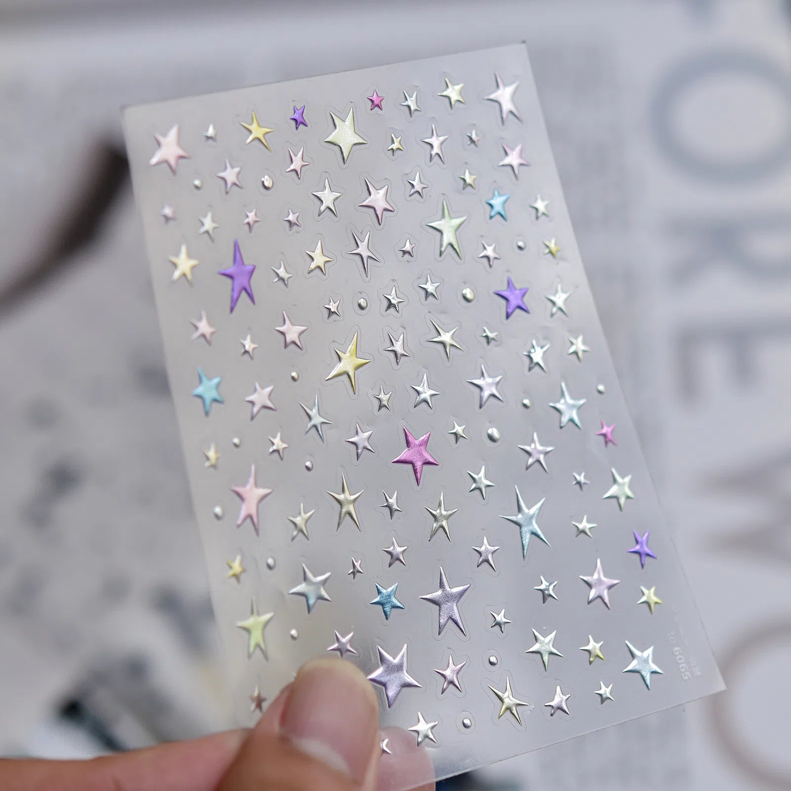 Rainbow Star Nail Stickers | Colorful Celestial Nail Art Decals - to6065 variant image