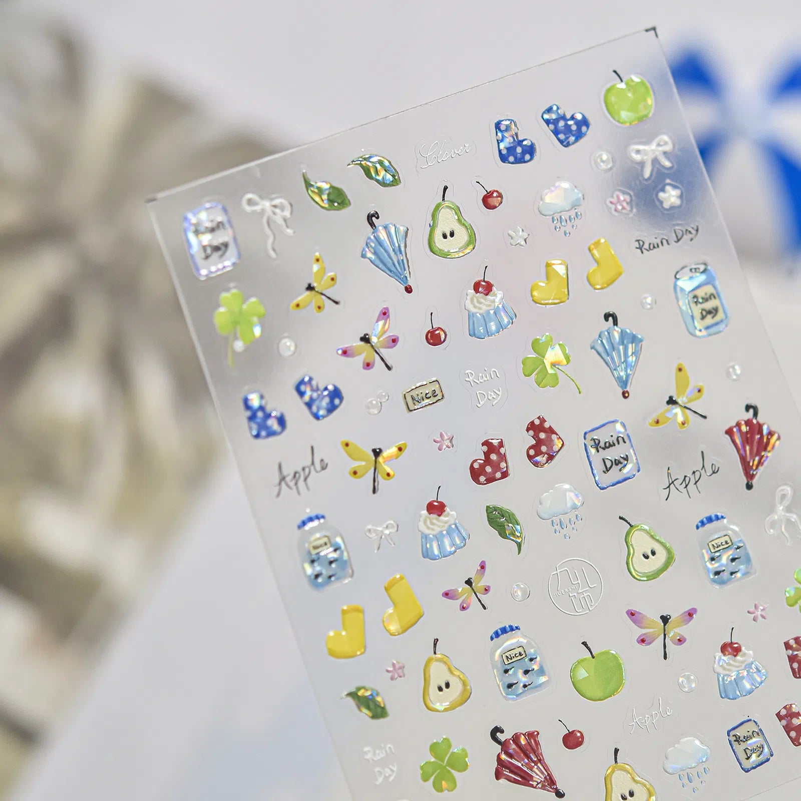 Rainy Cat Nail Stickers | Kawaii Doodle Nail Art Decals - image 5