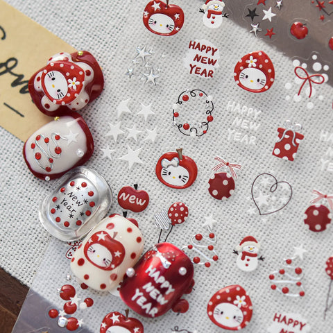 Red Apple Christmas Nail Stickers - nail art product image 1
