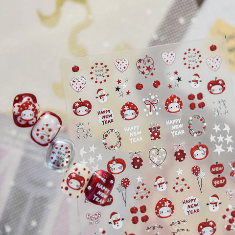 Red Apple Christmas Nail Stickers - nail art product image 2