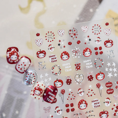 Red Apple Christmas Nail Stickers - nail art product image 3