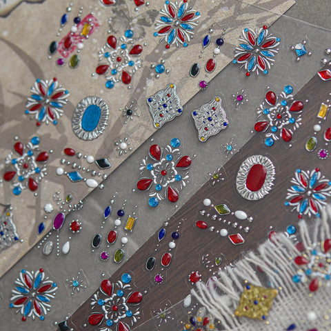 Red Blue Gem Nail Stickers - nail art product image 6