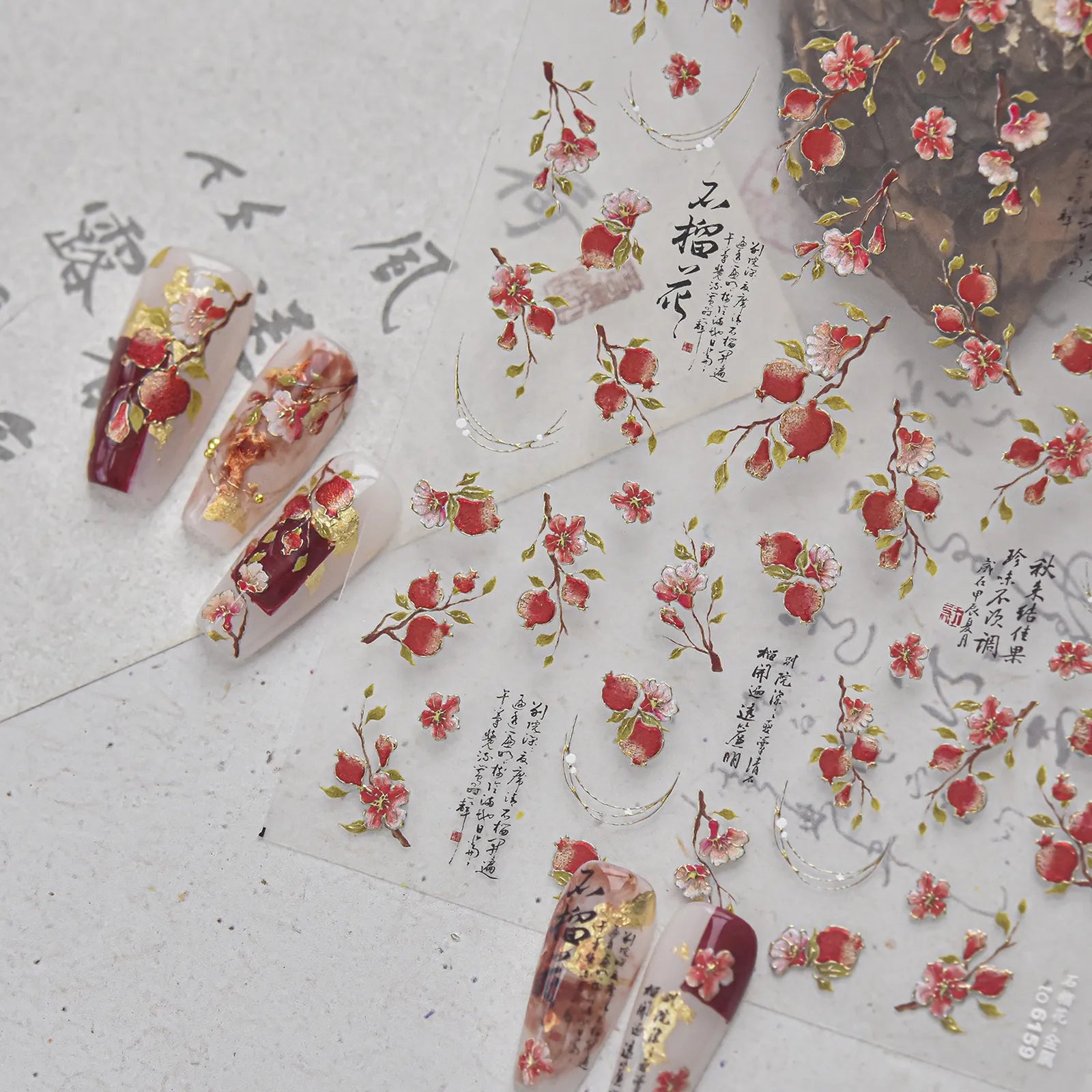 Red Christmas Village Nail Stickers | Metallic Holiday Nail Art Decals - image 4