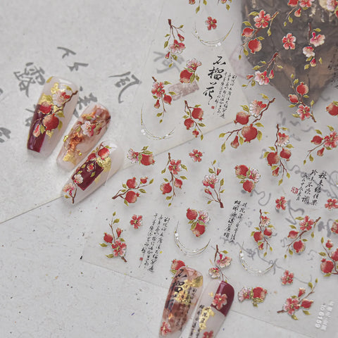 Red Christmas Village Nail Stickers | Metallic Holiday Nail Art Decals - image 4