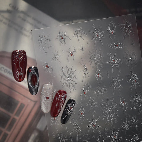 Red Spider Nail Stickers | Dark Grunge Nail Art Decals - image 4