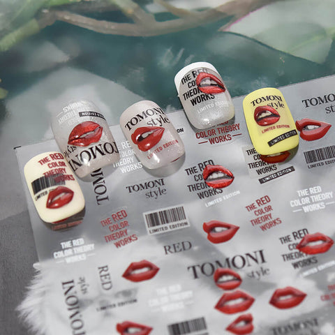 Red Lips Nail Stickers, Red Lip Nail Decals, Sexy Nail Stickers, Nail Decal Art, English Words Nail Stickers, MS983