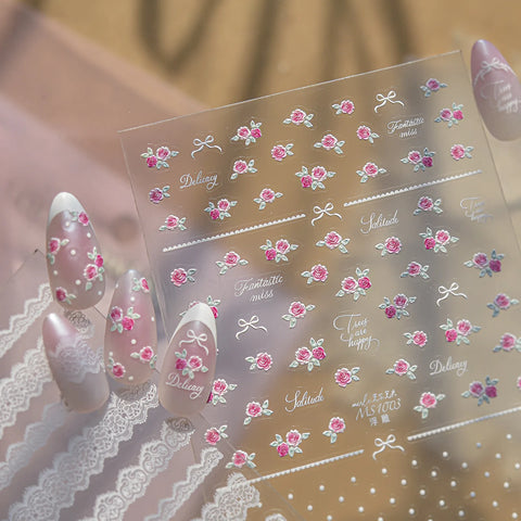 Rose Lace Nail Stickers | Romantic Floral Nail Art Decals - image 1