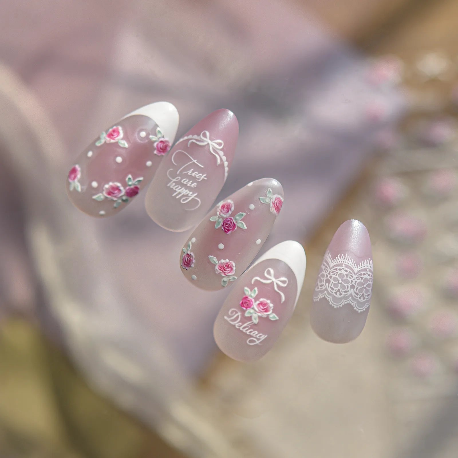 Rose Lace Nail Stickers | Romantic Floral Nail Art Decals - image 3