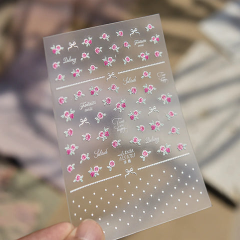 Rose Lace Nail Stickers | Romantic Floral Nail Art Decals - MS1003 variant image