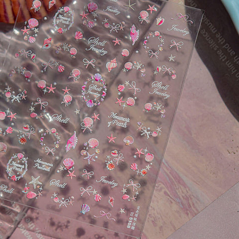 Summer Shells Nail Stickers, Summer Nail Decals, Sea Star Nail Decals, Shells Nail Decals, Summer Nail Art, Manicure Sticker,to5108