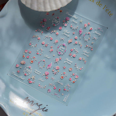 Summer Shells Nail Stickers, Summer Nail Decals, Sea Star Nail Decals, Shells Nail Decals, Summer Nail Art, Manicure Sticker,to5108