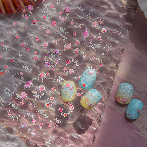 Summer Shells Nail Stickers, Summer Nail Decals, Sea Star Nail Decals, Shells Nail Decals, Summer Nail Art, Manicure Sticker,to5108