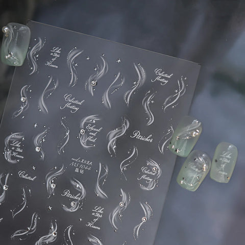 Silver Bow French Nail Stickers | Coquette Nail Art Decals - image 3