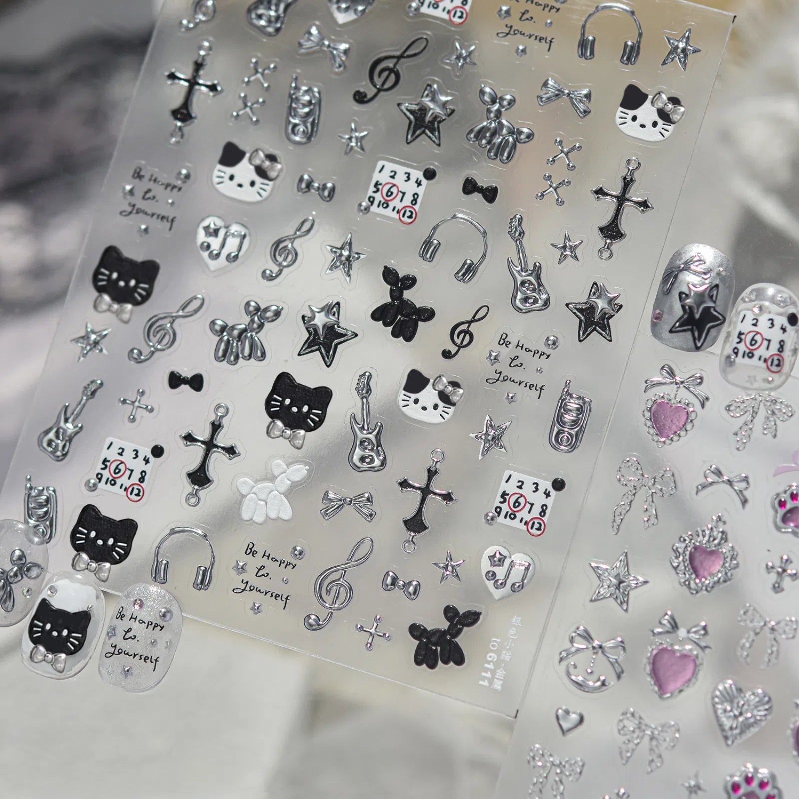 Silver Cat Nail Stickers | Sweet Cool Nail Art Decals - image 4