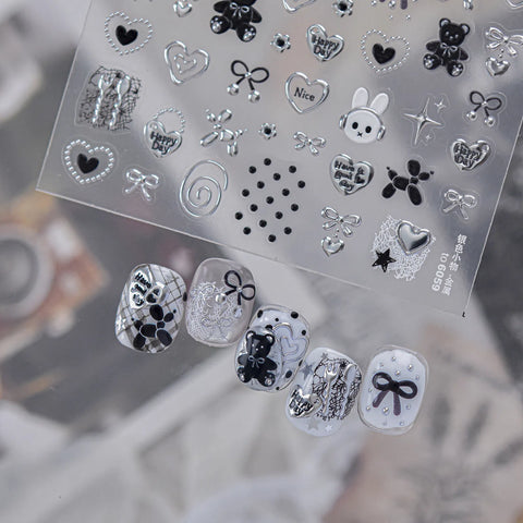 Silver Tiny Charm Nail Stickers | Minimal Nail Art Decals - image 2