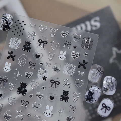 Silver Tiny Charm Nail Stickers | Minimal Nail Art Decals - image 4