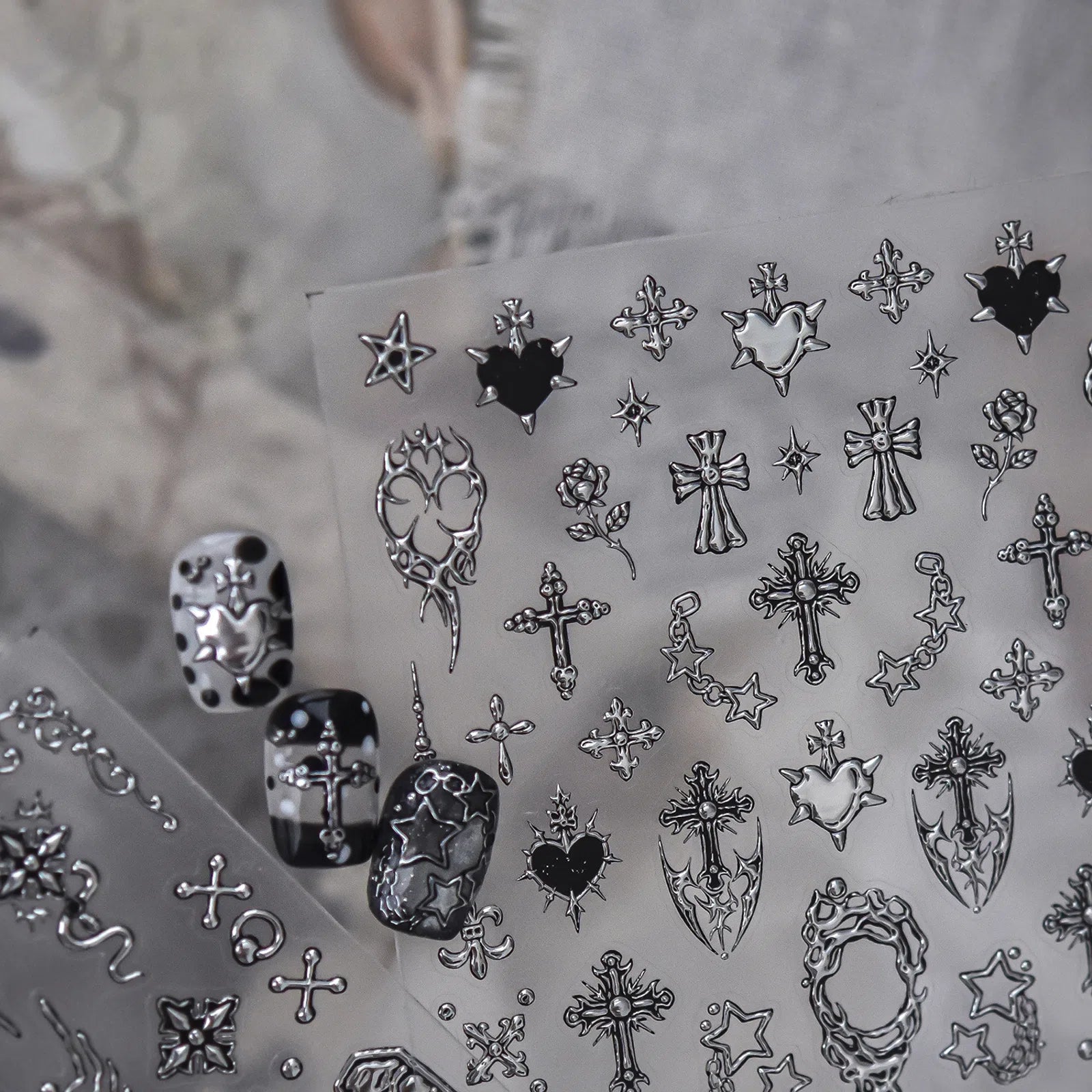 Skull Butterfly Nail Stickers | Dark Grunge Nail Art Decals - image 4