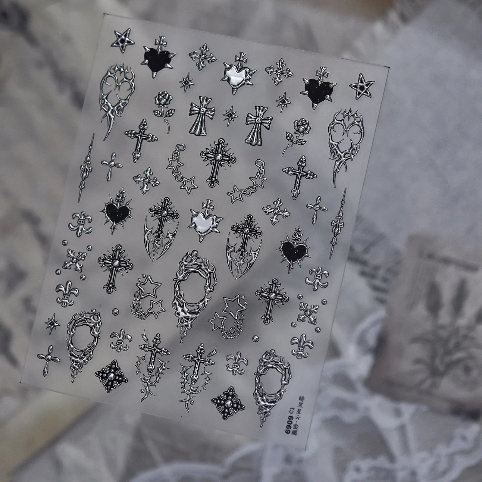 Skull Butterfly Nail Stickers | Dark Grunge Nail Art Decals - to6069 variant image