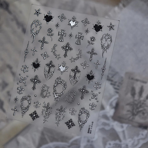 Skull Butterfly Nail Stickers | Dark Grunge Nail Art Decals - to6069 variant image